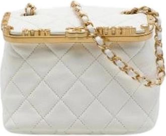 Chanel Pre-owned Vintage Quilted Crossbody Bag - Dames - Vintage Schoudertas - Wit - ONE Size - Leer - Vintage