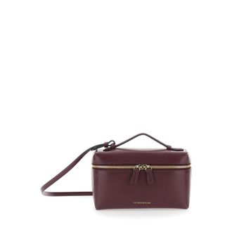 Victoria Beckham Vanity Red Crossbody Bag With Adjustable Strap And Logo Lettering On The Front In Leather Woman