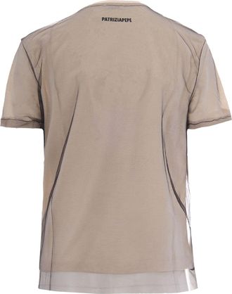 Patrizia Pepe Womens T-Shirt Double Layer Warm Ivory-Black T-Shirts & Jerseys Ivory/black