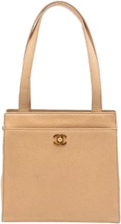 Chanel Pre-owned Vintage Tote Bag - Dames - Vintage Shopper - Beige - ONE Size - Leer - Vintage