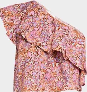 Vanessa Bruno Eolia Cropped One-Shoulder Ruffle Blouse