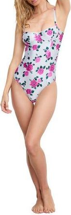 Good American Square Neck Satin One-Piece Swimsuit in Vintage Rose001 at Nordstrom Rack, Size X-Small