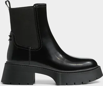 Coach Womens Leah glossy leather platform boots Women