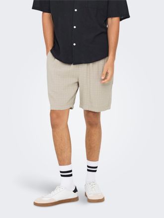 Only & Sons Shorts ONLY & SONS ONSTEL LINEN LATHAM 0257 SHORTS, Herren, Gr. XXL, N-Gr, beige (silber lining), Web, Obermaterial: 55% Leinen, 45% Viskose, unifarbe