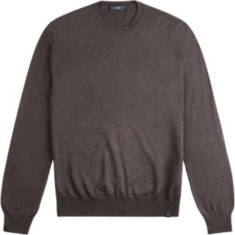 Fay Merino Wol Ronde Hals - Heren - Ronde hals truien - Bruin - XL - Wol - Truien & Vesten