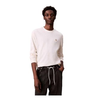 Calvin Klein Heren Wafel T-shirt met lange mouwen (Tofu)
