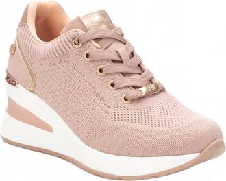 Xti Womens Lace Up Trainer Sneakers In Nude