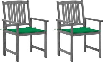 vidaXL Sillas De Jard&iacute;n Con Cojines 2 Uds Madera Maciza De Acacia Gris Vidaxl