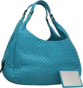 Bottega Veneta Intrecciato Blue Leather Handbag (Pre-Owned)