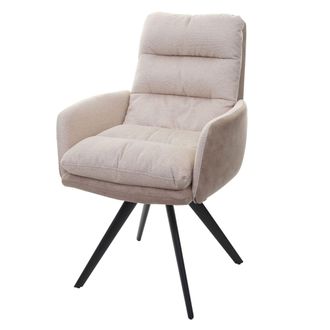 Hhg Silla De Comedor Hhg-847, Silla De Cocina Silla, Giratoria Auto Posici&oacute;n Tela/textil Mvg, Crema, Con Reposabrazos