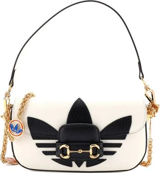 Gucci x Adidas Horsebit 1955 Leather East West shoulder bag - Wit