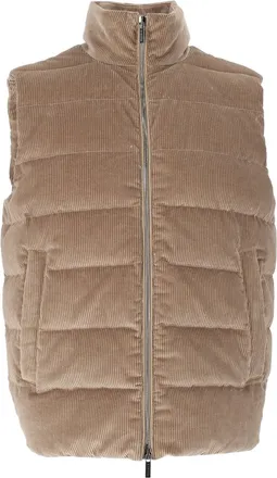 PESERICO Quilted High Collar Corduroy Outerwear