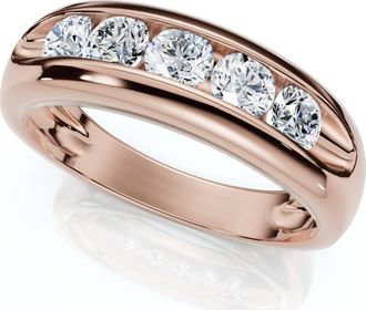 Pompeii3 3/4Ct Mens Diamond 5-Stone Wedding Ring Channel Set 10k Gold Lab Grown