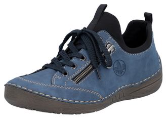 Rieker Slip-On Sneaker RIEKER, Damen, Gr. 36, schwarz (jeansblau, schwarz), Nubuklederimitat, Textil, Schuhe Slip-On Sneaker, Slipper, Schlupfschuh, mit elas