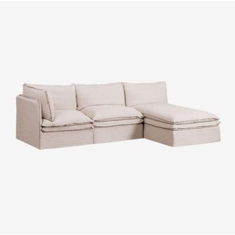 Sklum Sklum - Divano chaise longue modulare Grace a 3 pezzi in lino e cotone