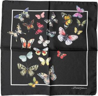 Dolce & Gabbana Pa&ntilde;uelo Cuadrado Estampado de Mariposas - Accessories - Mujer - Negro - ONE SIZE