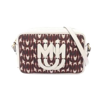 Miu Miu Pre-owned Cross Body Bags, female, Brown, Size: ONE SIZE Pre-owned Logo Jacquard Canvas Leather Shoulder Bag
