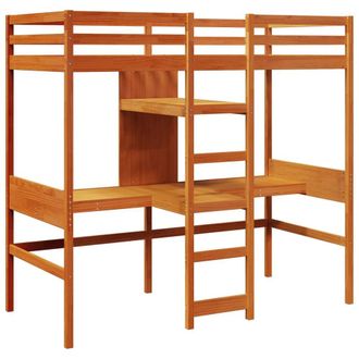 Berkfield Home High Sleeper Bed Frame Wax Brown 75x190 cm Small Single Solid Woo