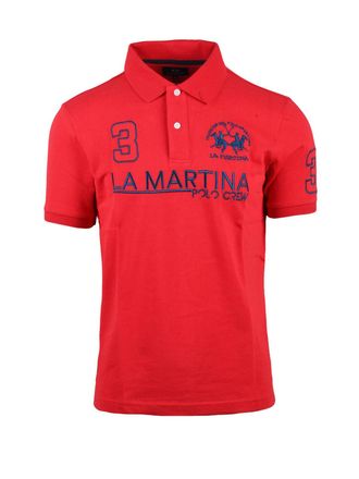 La Martina Red Men Cotton Polo