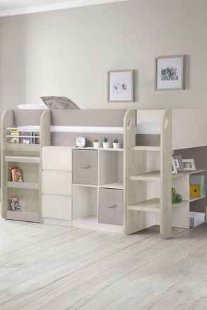 Julian Bowen Saturn Midsleeper Cabin Bed with Desk in Taupe | Size: Single