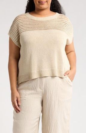 Max Studio Open Weave Dolman Sweater in Oyster at Nordstrom Rack, Size 1X