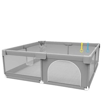 OEM Parque Infantil Para Beb&eacute;s, Barrera De Seguridad Para Ni&ntilde;os Peque&ntilde;os, Dise&ntilde;o Lavable Y F&aacute;cil De Limpiar, Gris Claro, 1,5 X 1,8 M