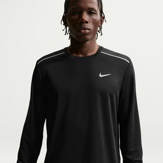 Nike Mens Miler Dri-FIT Long-Sleeve Running Top in Black | IF2086-010