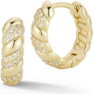 Glaze Jewelry Twist Cubic Zirconia Small Hoop Earrings in Gold at Nordstrom Rack