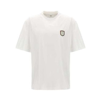 Brunello Cucinelli Mens White Short Sleeve Logo Patch Shirt, Size S