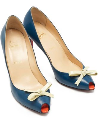 Christian Louboutin Tibunodo bow pumps - women - Calf Leather/Calf Leather/Calf Leather - 40 - Blue