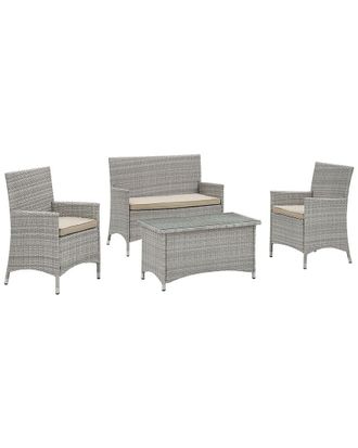 ModWay Discontinued Modway Bridge 4Pc Outdoor Patio Wicker Rattan Patio Conversation Set