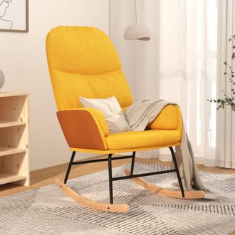 vidaXL Silla Mecedora De Tela Amarillo Mostaza Vidaxl