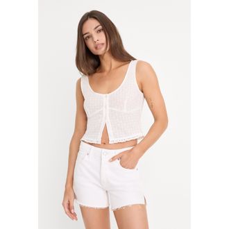 Good American Womens The Eyelet Top | White, Size Medium | Good American by Khlo&Egrave; Kardashian