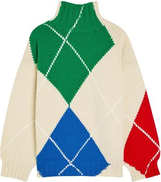J.W.Anderson Pringle Argyle High-neck Wool Jumper - Multicoloured 1 - S (UK8-10 / S)