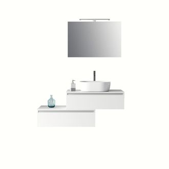 Aquadesign Mueble de ba&ntilde;o de 5 piezas en melamina blanco mate