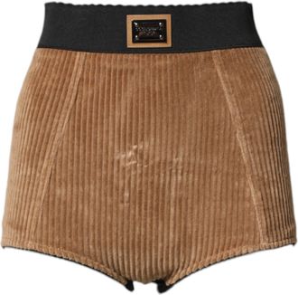 Dolce & Gabbana Brown Cotton High Waisted Hot Pants Womens Shorts