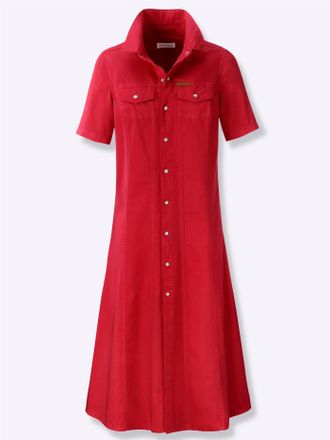 Casual Looks Jeanskleid CASUAL LOOKS Jeans-Kleid, Damen, Gr. 19, Kurzgr&ouml;ssen, erdbeere, Twill, 100% Baumwolle, unifarben, wadenlang, Kleider Jeanskleid