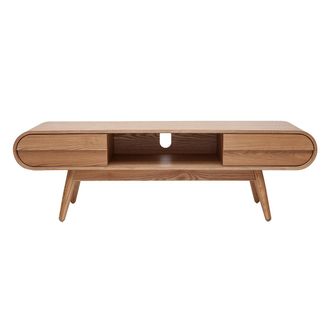 Miliboo Mueble Tv Dise&ntilde;o 2 Cajones Fresno Natural Baltik