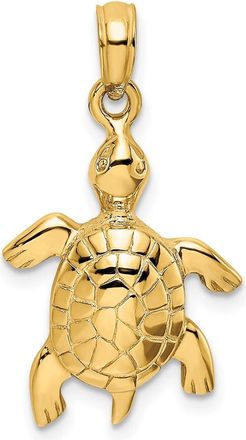 Diamond2Deal 14k Yellow Gold Polished Turtle with Textured Shell Charm