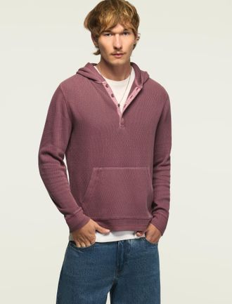 Lucky Brand Mens Birdseye Thermal Hoodley