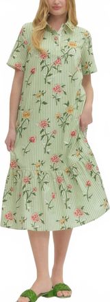 Entro Elizabeth Cotton Midi Dress In Green