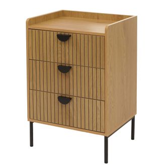 Hhg Nunca Usado] C&oacute;moda Hhg 307, Armario Alto, 3 Cajones Melamina Mdf 77x50x42cm, Naturaleza
