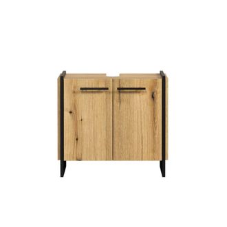 Calicosy Mueble bajo lavabo 2 puertas, acabado roble y negro, ancho 60 cm