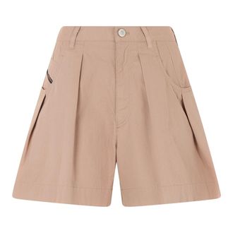 Diesel Short Shorts, female, Beige, Size: W24 S Concias Double Pleat Cotton Shorts