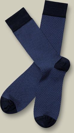 CHARLES TYRWHITT Herringbone Socks - Royal Blue Size 6-10 by Charles Tyrwhitt