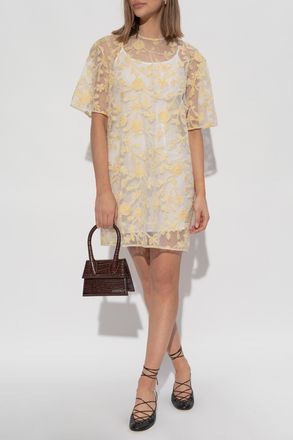 Rotate Dress With Shimmering Appliqués, Womens, Yellow