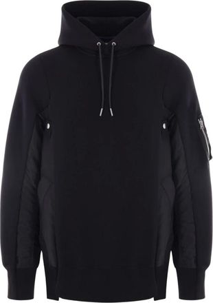 sacai Hoodies & sweatvesten, Heren, Zwart, M, Katoen, Hoodie met Inzetstukken