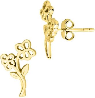 Sterling Forever 14K Gold Birth Flower Stud Earrings