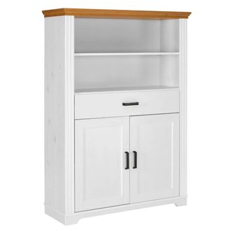 ebuy24 Credenza Alta Da Cucina In Legno Bianco Rovere Ante Cassetti Ripiani