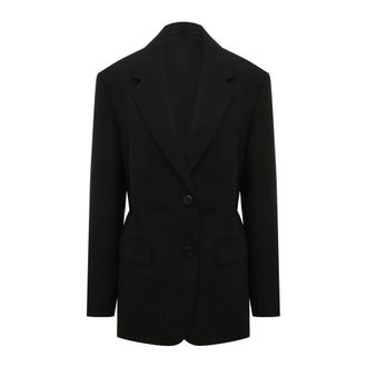 Prada Jacket met Riem en Enkele Rij Knopen - Dames - Blazers - Zwart - S - Wol - Jassen